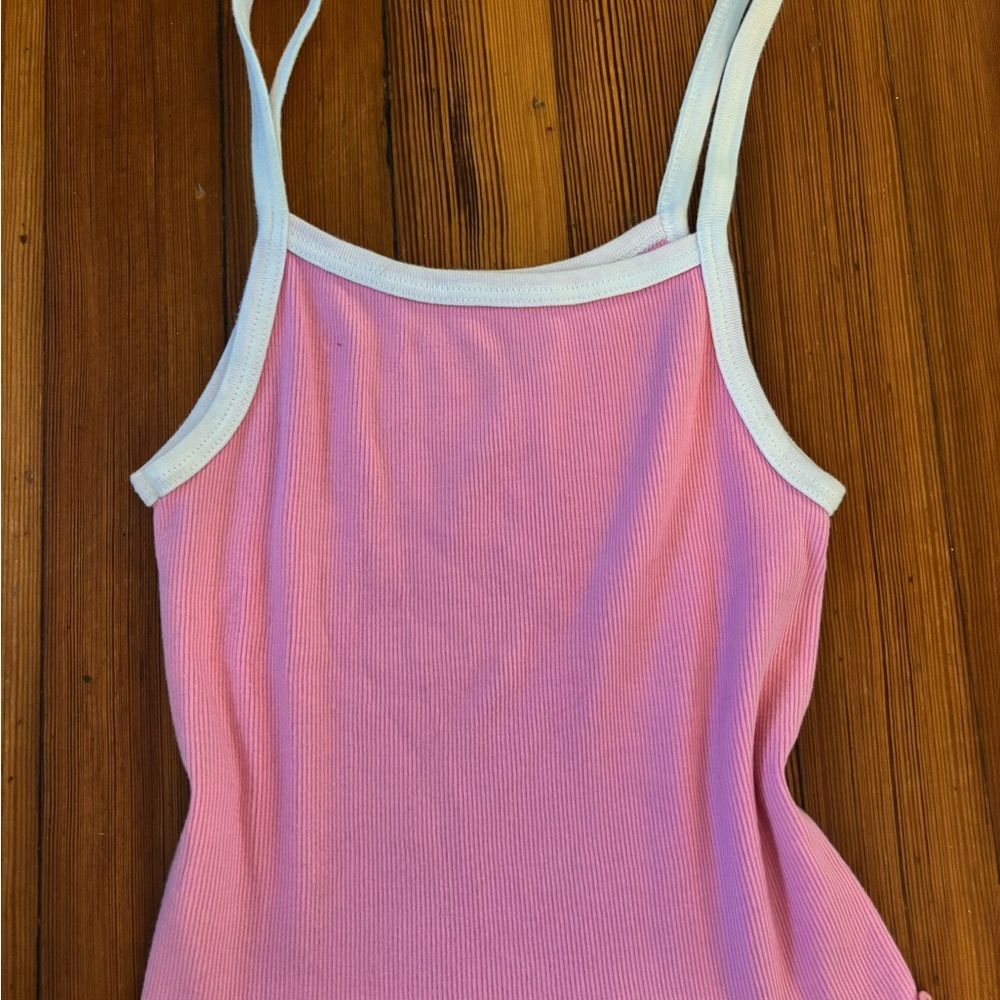 Brandy Melville Pink and White “Heaven Sent” Tank Top - Picture 2 of 3
